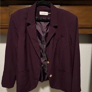 Calvin Klein Purple Blazer Tailored Suit Jacket